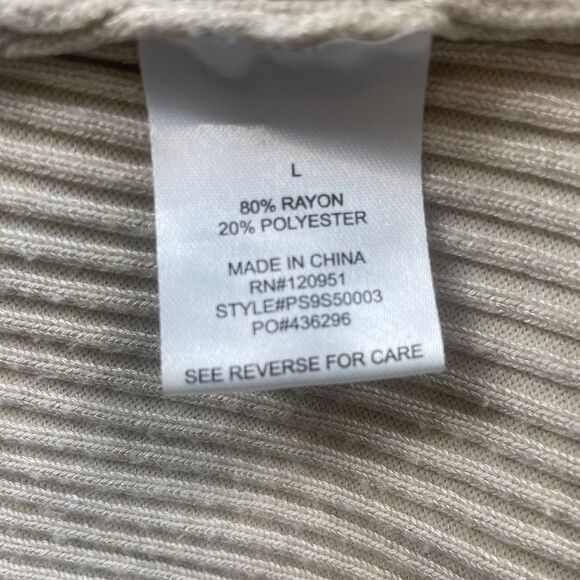 Hippie Rose Ribbed Knit Sleeveless Slit Button Dress Oatmeal-L - Picture 10 of 12